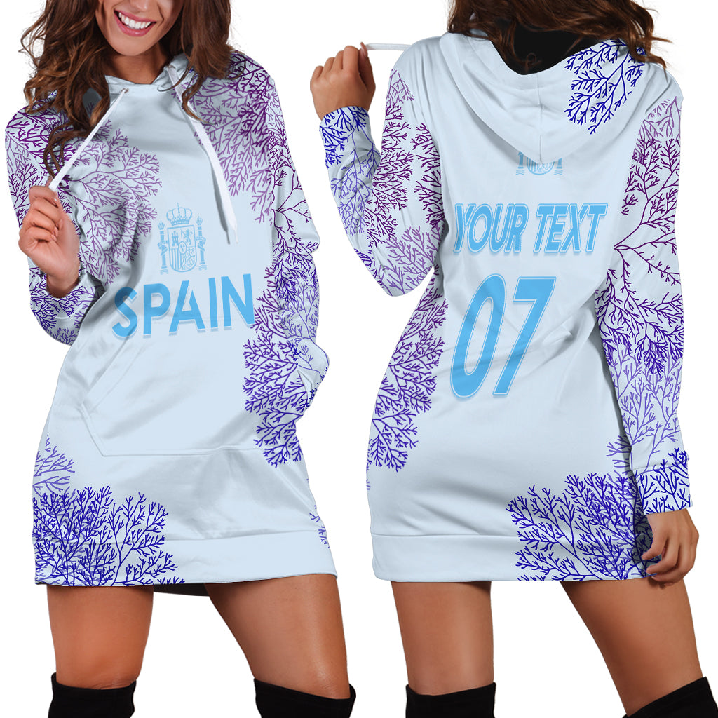 Personalised Spain Football Hoodie Dress Coral Reef Jersey Replica Inspired - Wonder Print Shop