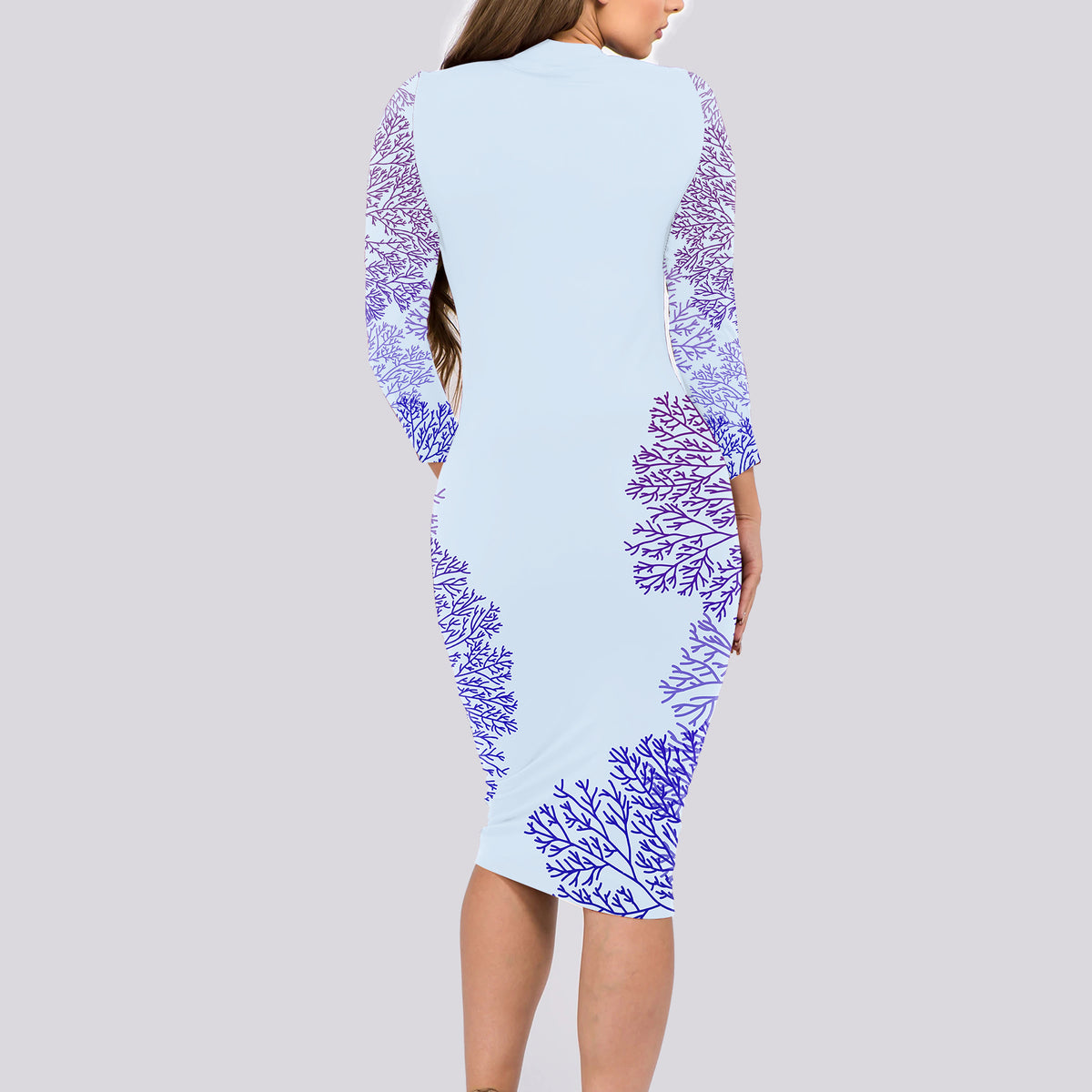 Personalised Spain Football Long Sleeve Bodycon Dress Coral Reef Jersey Replica Inspired - Wonder Print Shop