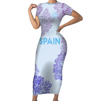 Personalised Spain Football Short Sleeve Bodycon Dress Coral Reef Jersey Replica Inspired - Wonder Print Shop