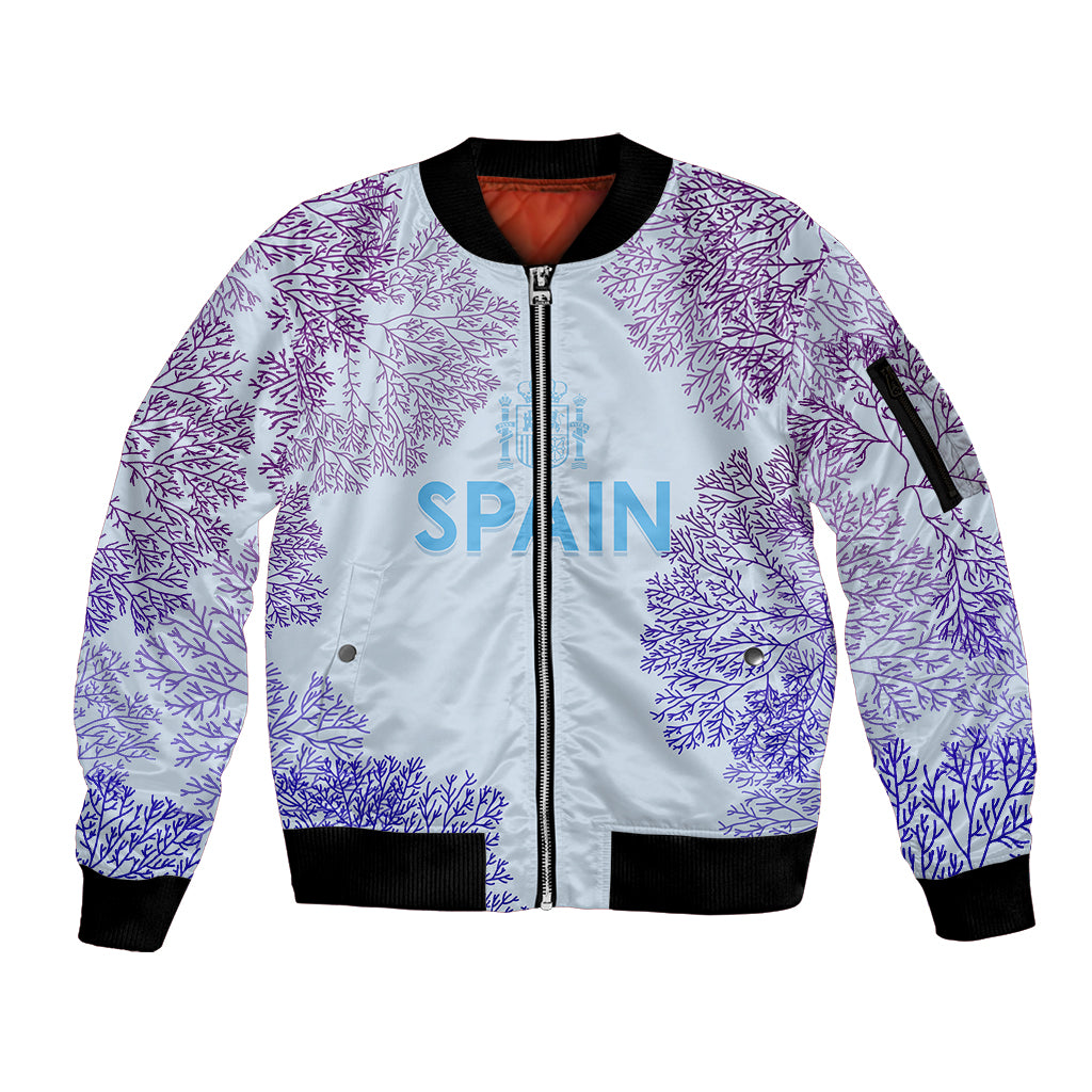 Personalised Spain Football Sleeve Zip Bomber Jacket Coral Reef Jersey Replica Inspired - Wonder Print Shop