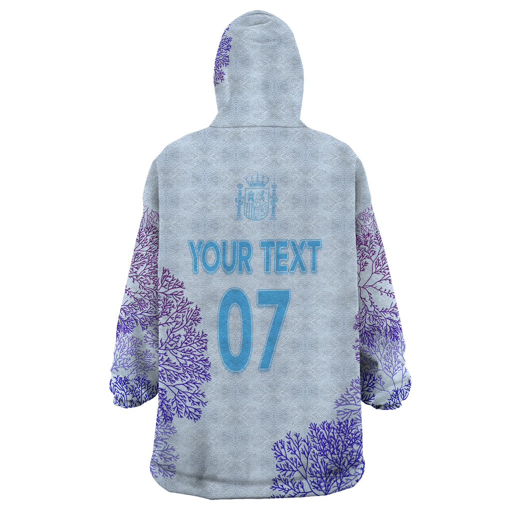 Personalised Spain Football Wearable Blanket Hoodie Coral Reef Jersey Replica Inspired - Wonder Print Shop