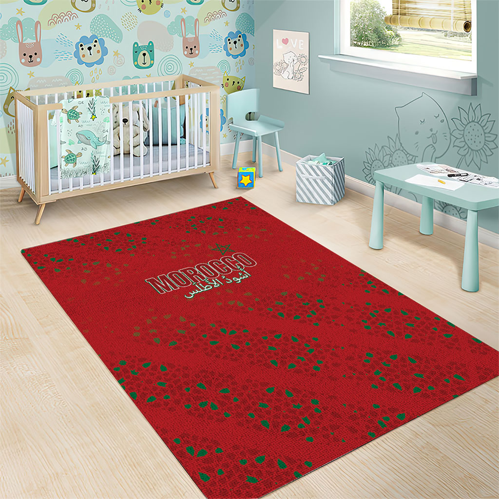 Morocco Football Atlas Lionesses Area Rug Arabesque Motif