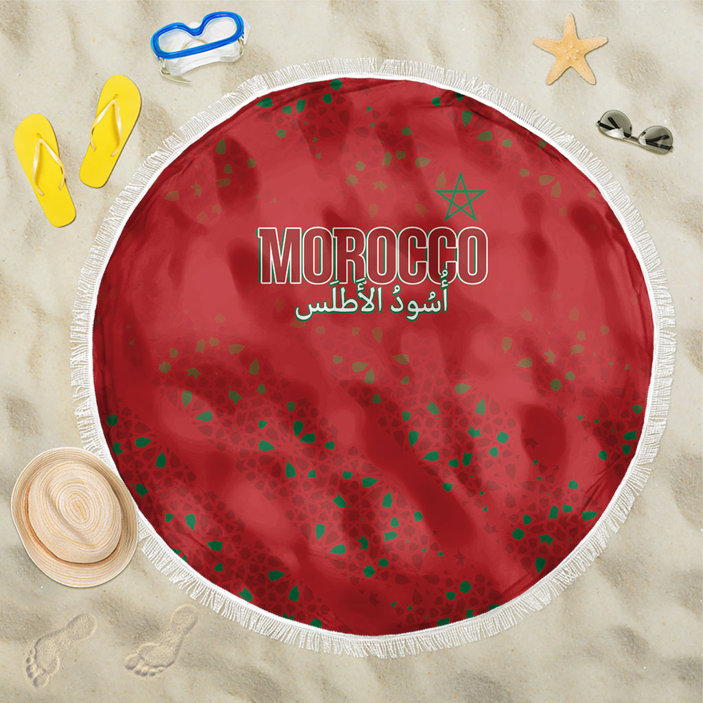 Morocco Football Atlas Lionesses Beach Blanket Arabesque Motif