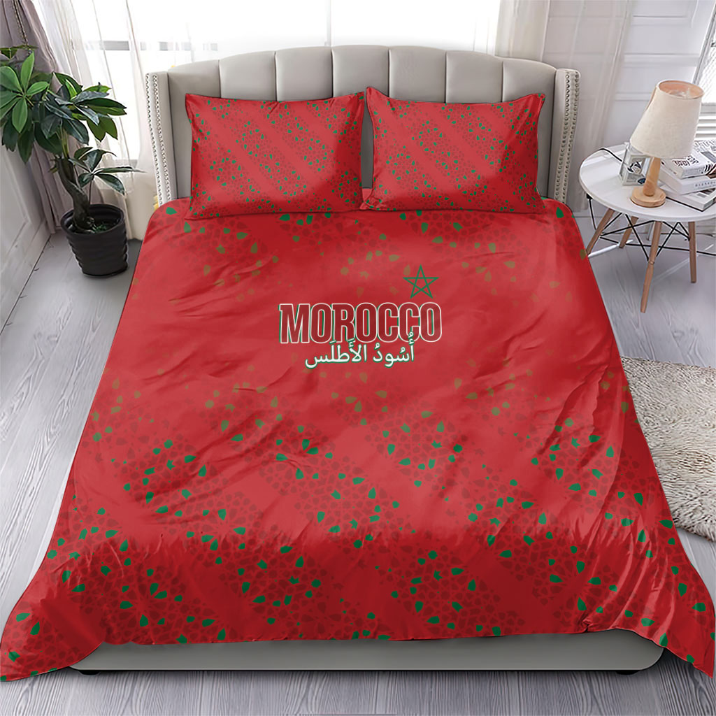 Morocco Football Atlas Lionesses Bedding Set Arabesque Motif