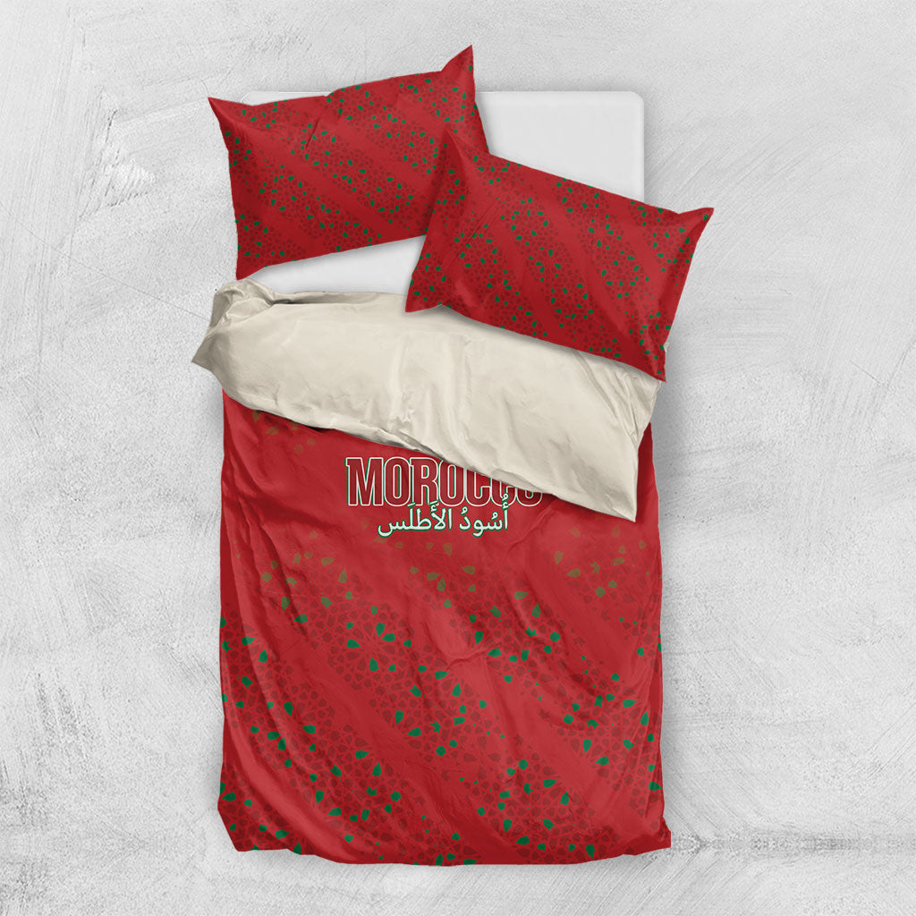 Morocco Football Atlas Lionesses Bedding Set Arabesque Motif