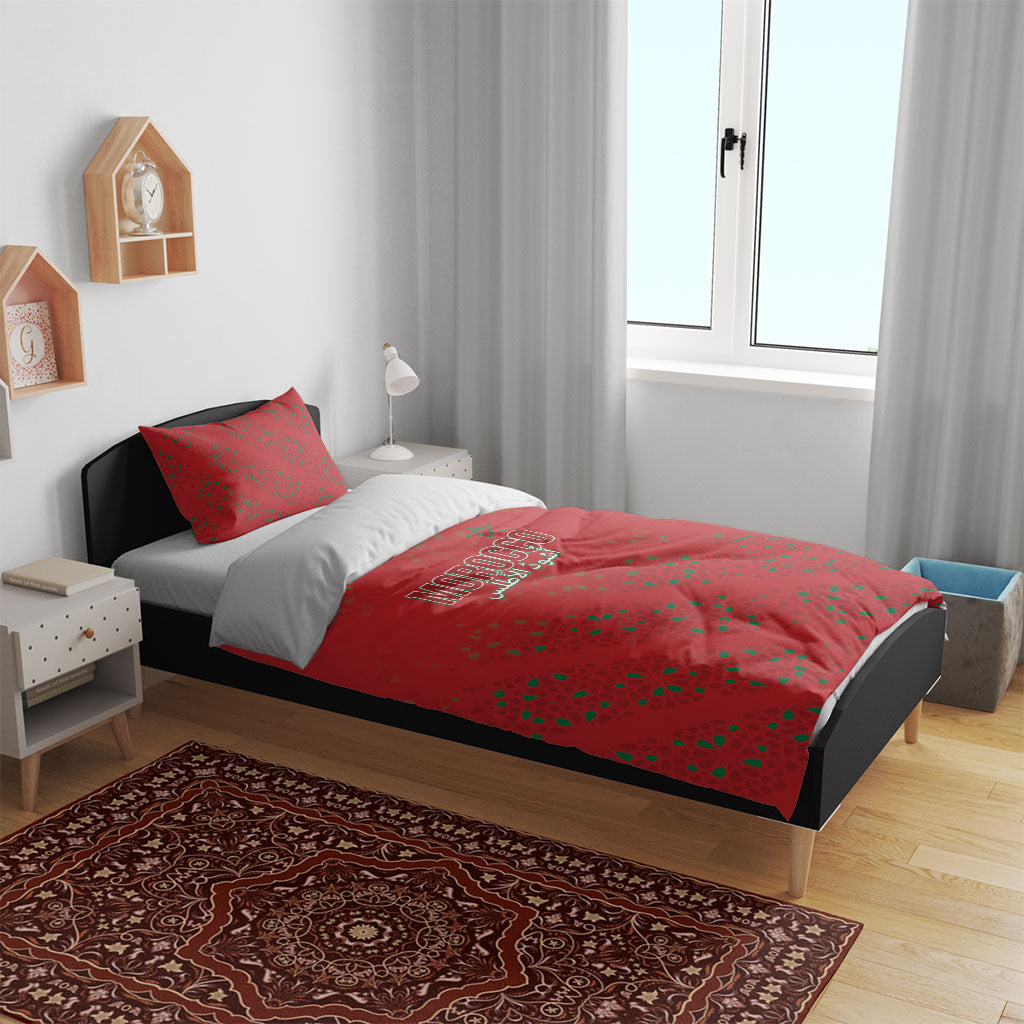 Morocco Football Atlas Lionesses Bedding Set Arabesque Motif