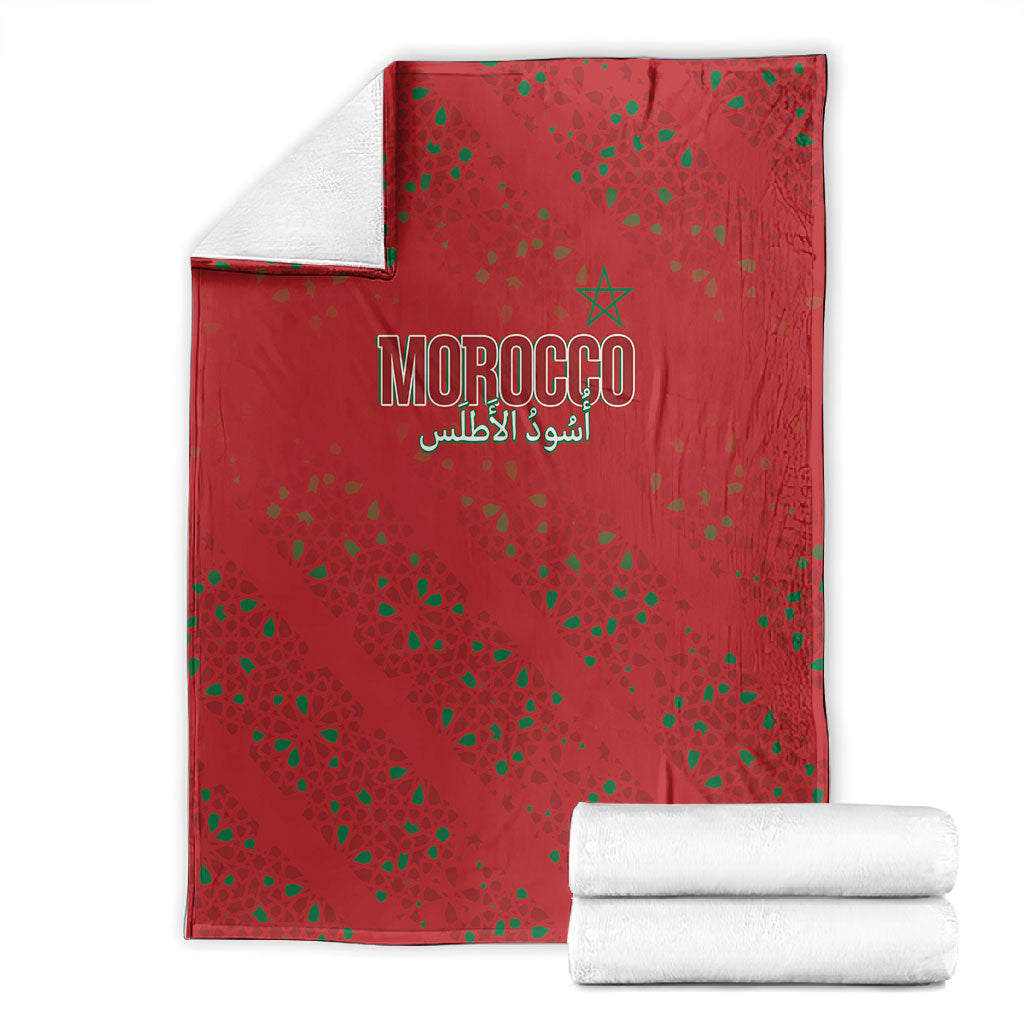 Morocco Football Atlas Lionesses Blanket Arabesque Motif