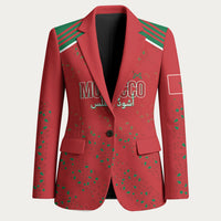 Morocco Football Atlas Lionesses Custom Blazer Arabesque Motif