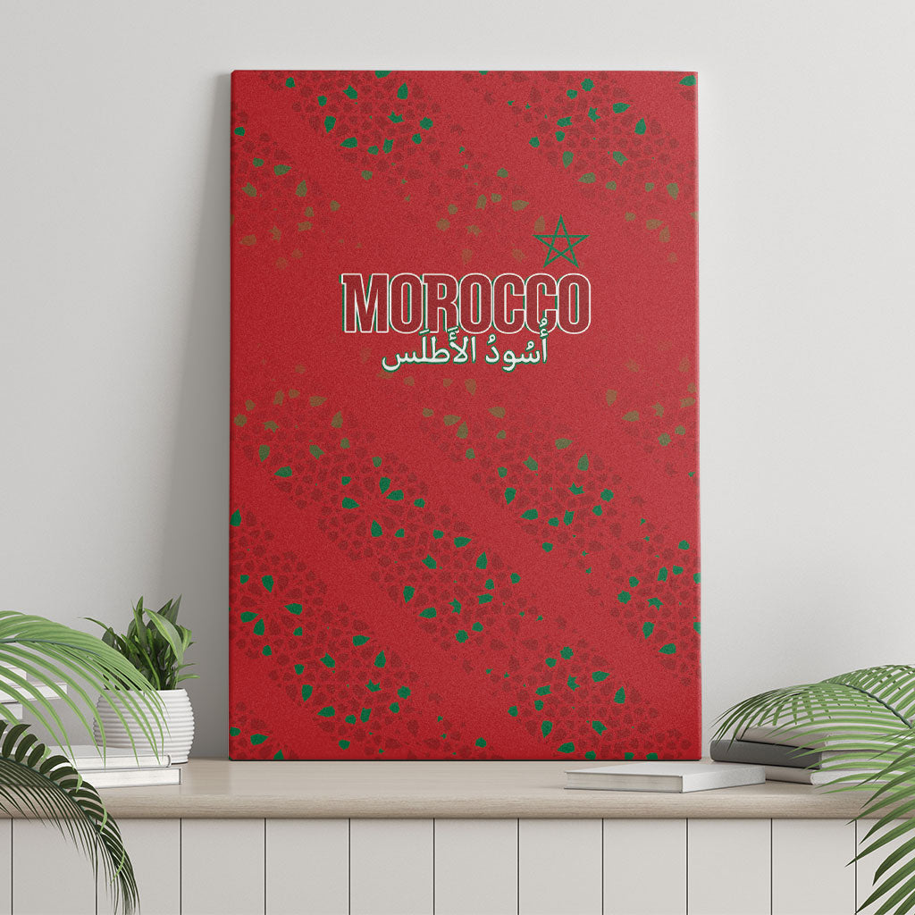 Morocco Football Atlas Lionesses Canvas Wall Art Arabesque Motif