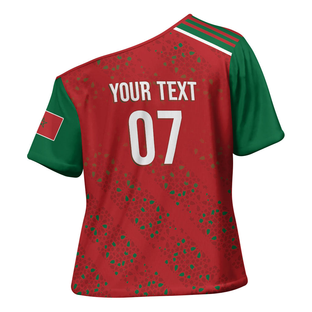 Morocco Football Atlas Lionesses Custom Cross Shoulder Shirt Arabesque Motif