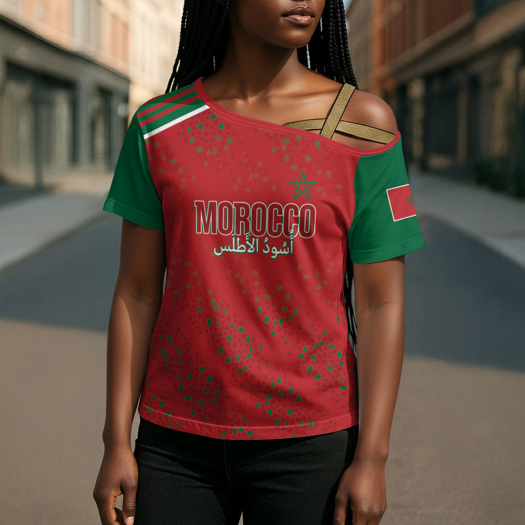 Morocco Football Atlas Lionesses Custom Cross Shoulder Shirt Arabesque Motif