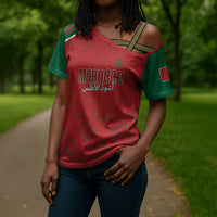 Morocco Football Atlas Lionesses Custom Cross Shoulder Shirt Arabesque Motif