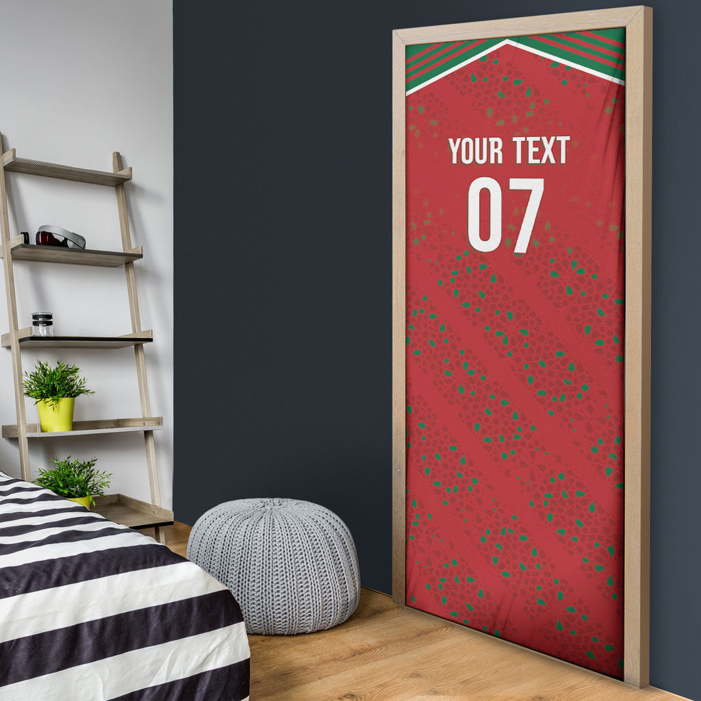 Morocco Football Atlas Lionesses Custom Door Cover Arabesque Motif