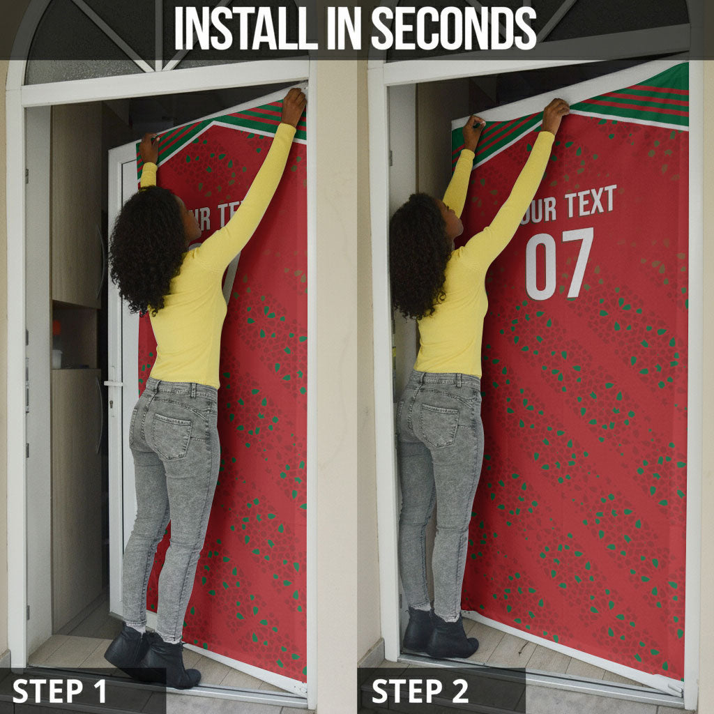 Morocco Football Atlas Lionesses Custom Door Cover Arabesque Motif