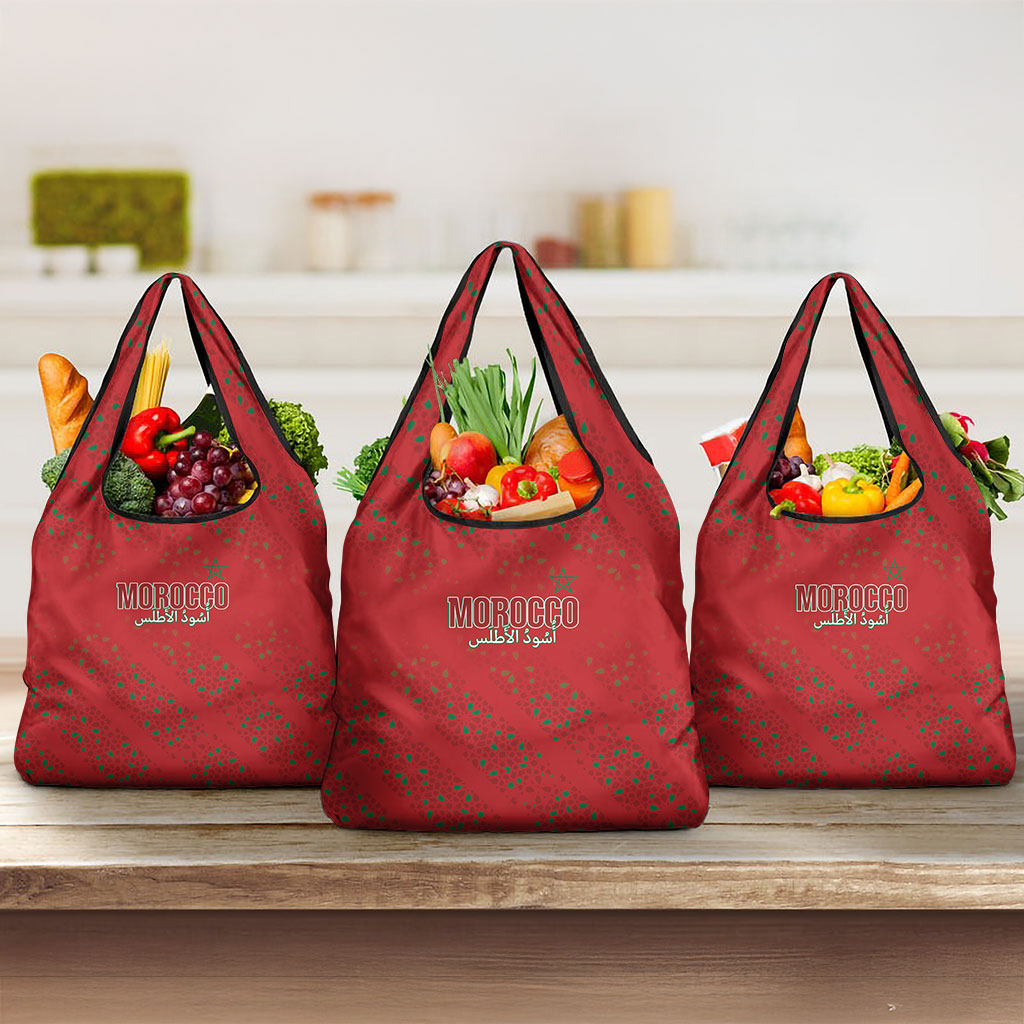 Morocco Football Atlas Lionesses Grocery Bag Arabesque Motif