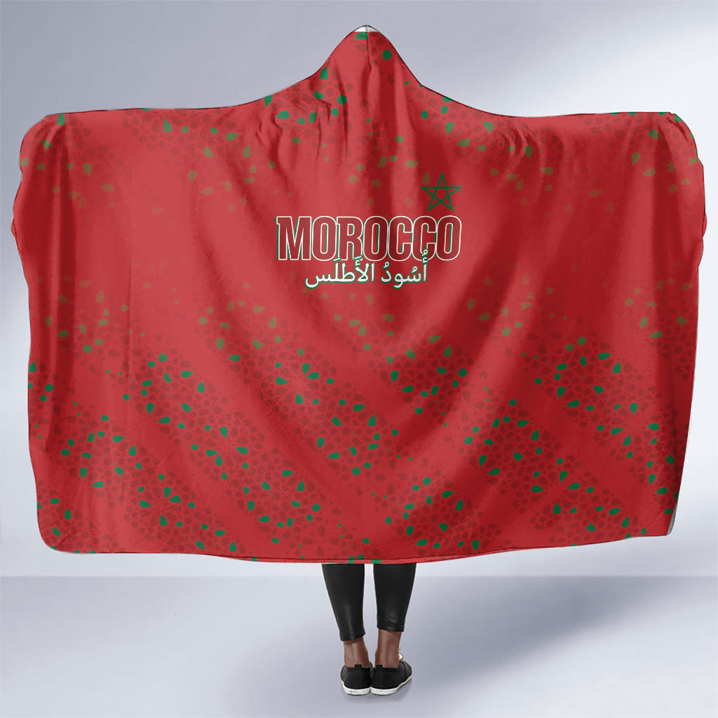 Morocco Football Atlas Lionesses Hooded Blanket Arabesque Motif