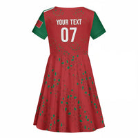 Morocco Football Atlas Lionesses Custom Kid Short Sleeve Dress Arabesque Motif