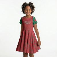 Morocco Football Atlas Lionesses Custom Kid Short Sleeve Dress Arabesque Motif