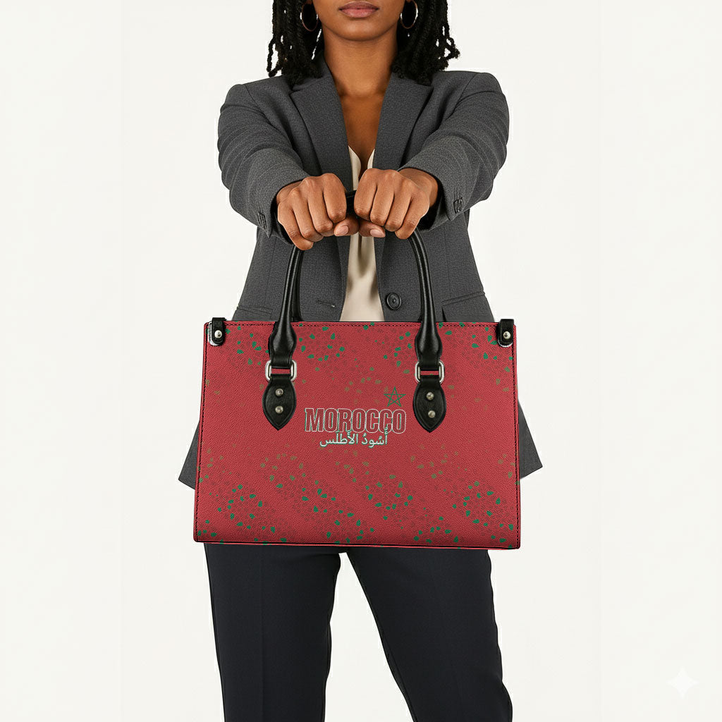 Morocco Football Atlas Lionesses Leather Bag Arabesque Motif