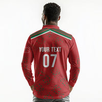 Morocco Football Atlas Lionesses Custom Long Sleeve Polo Shirt Arabesque Motif