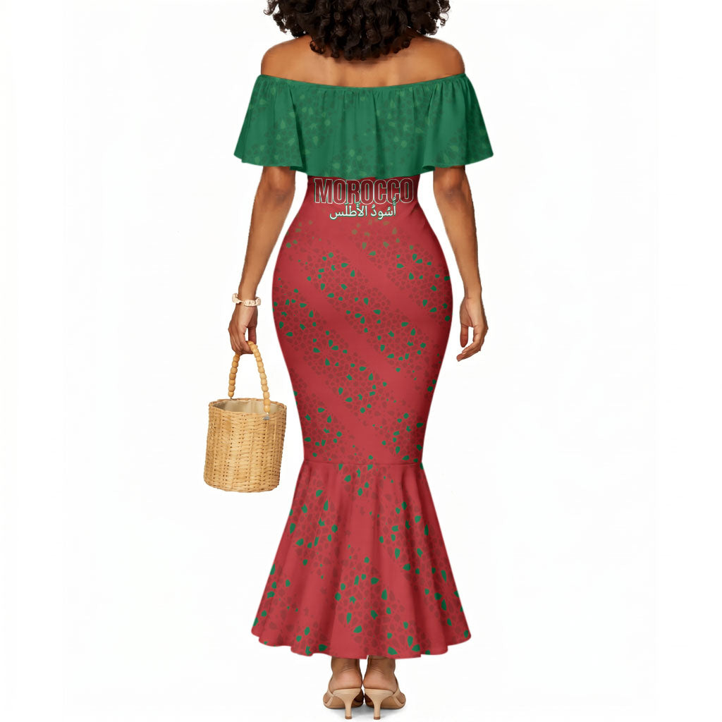 Morocco Football Atlas Lionesses Custom Mermaid Dress Arabesque Motif