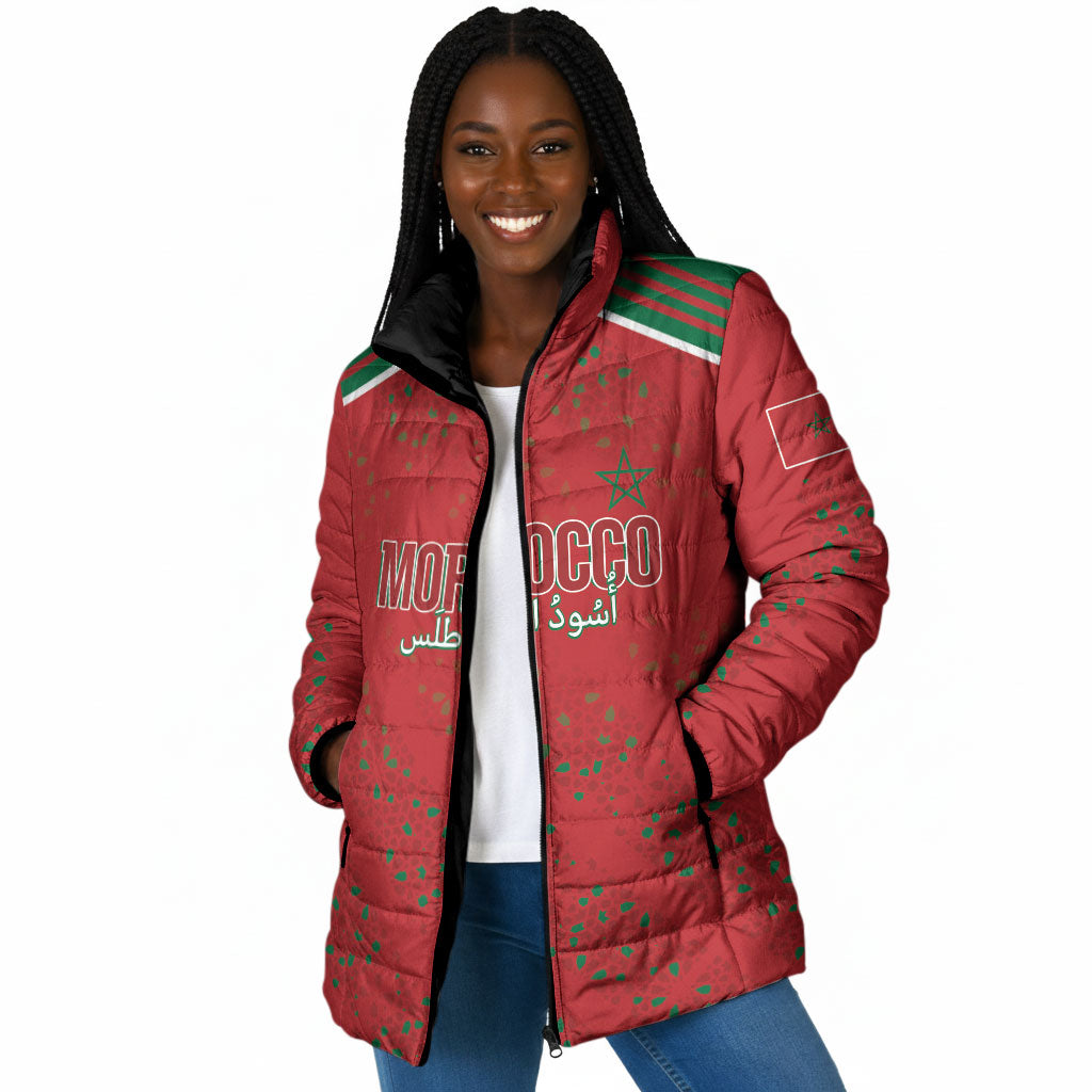 Morocco Football Atlas Lionesses Custom Padded Jacket Arabesque Motif