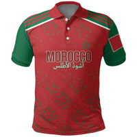 Morocco Football Atlas Lionesses Custom Polo Shirt Arabesque Motif