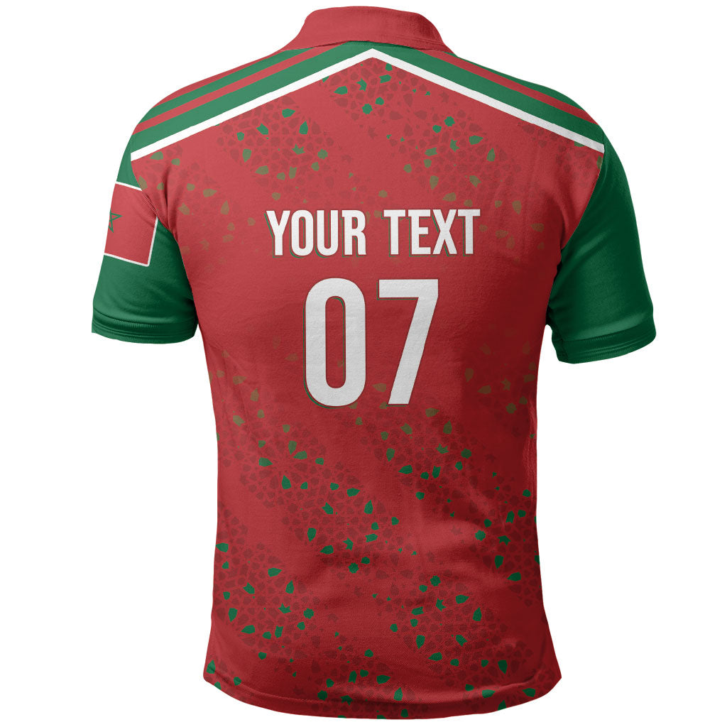 Morocco Football Atlas Lionesses Custom Polo Shirt Arabesque Motif