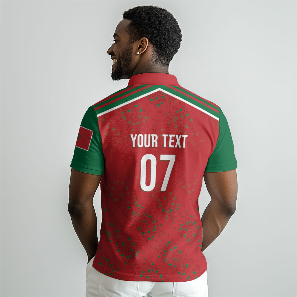 Morocco Football Atlas Lionesses Custom Polo Shirt Arabesque Motif