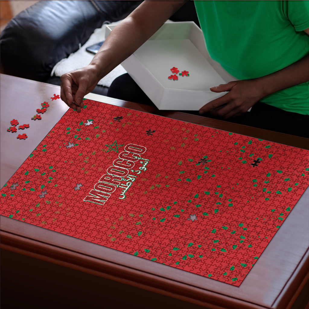 Morocco Football Atlas Lionesses Puzzle Arabesque Motif