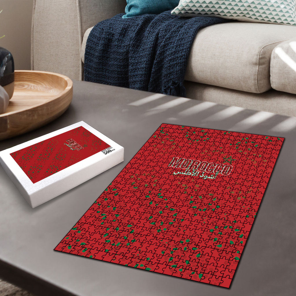 Morocco Football Atlas Lionesses Puzzle Arabesque Motif