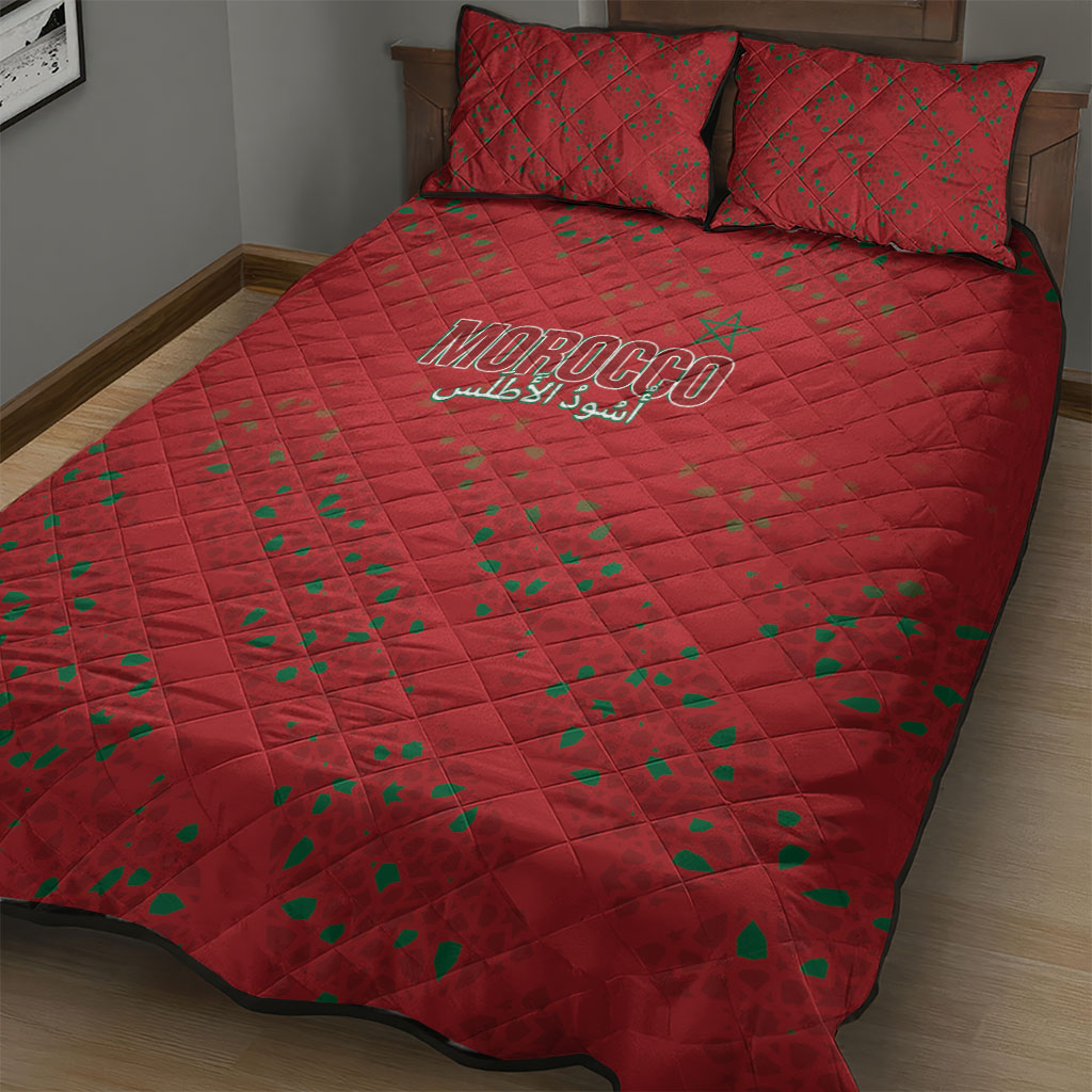 Morocco Football Atlas Lionesses Quilt Bed Set Arabesque Motif