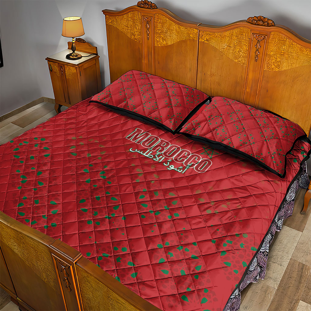 Morocco Football Atlas Lionesses Quilt Bed Set Arabesque Motif
