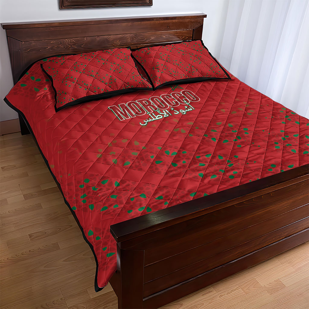 Morocco Football Atlas Lionesses Quilt Bed Set Arabesque Motif