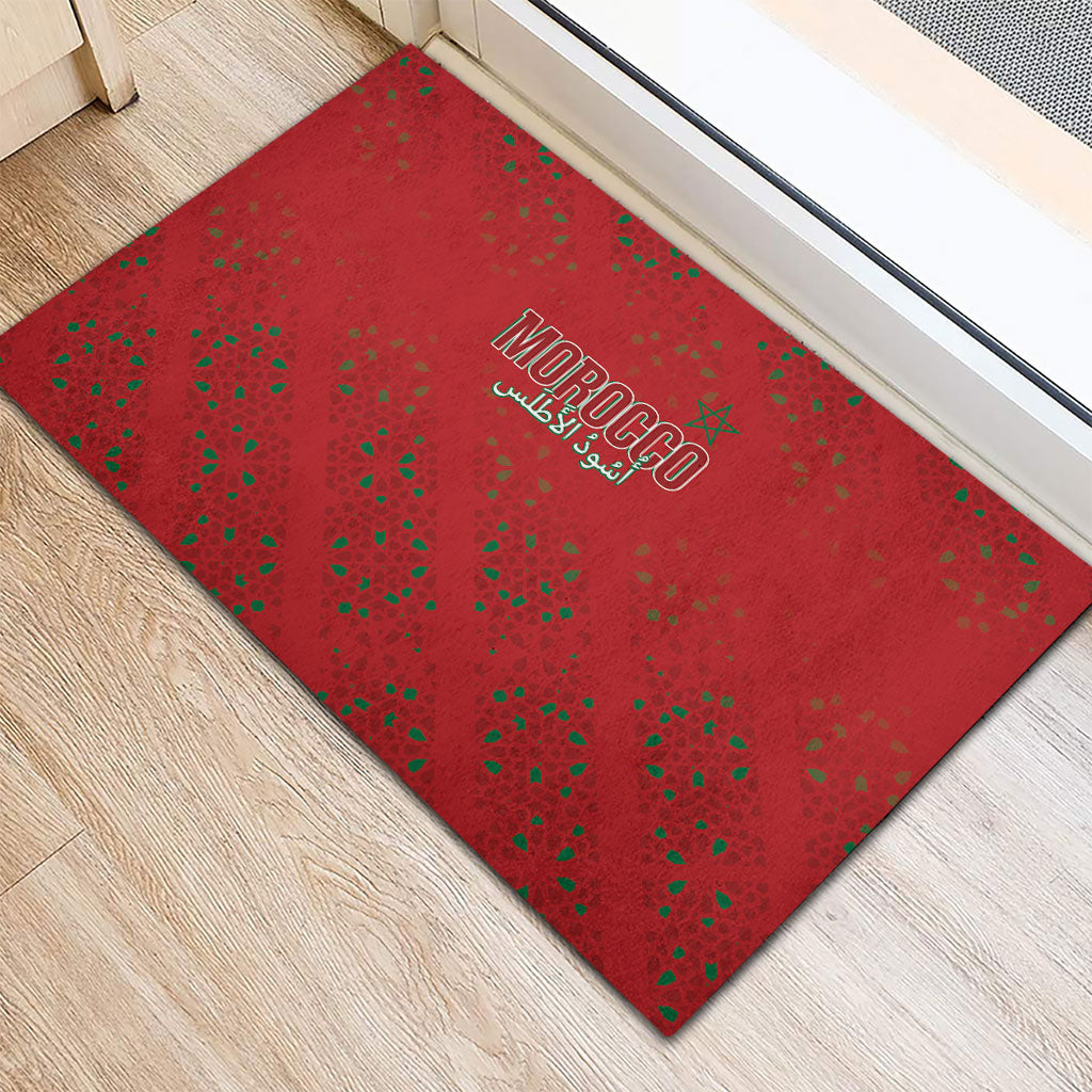 Morocco Football Atlas Lionesses Rubber Doormat Arabesque Motif