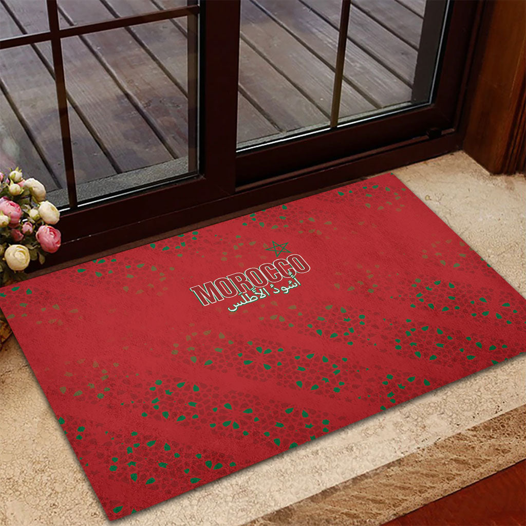Morocco Football Atlas Lionesses Rubber Doormat Arabesque Motif
