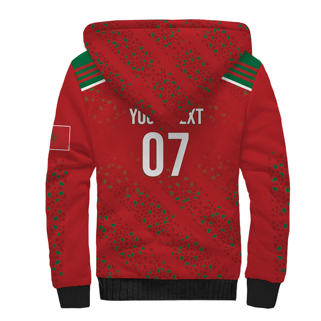 Morocco Football Atlas Lionesses Custom Sherpa Hoodie Arabesque Motif