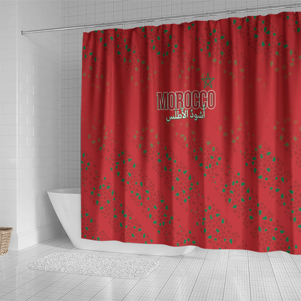 Morocco Football Atlas Lionesses Shower Curtain Arabesque Motif