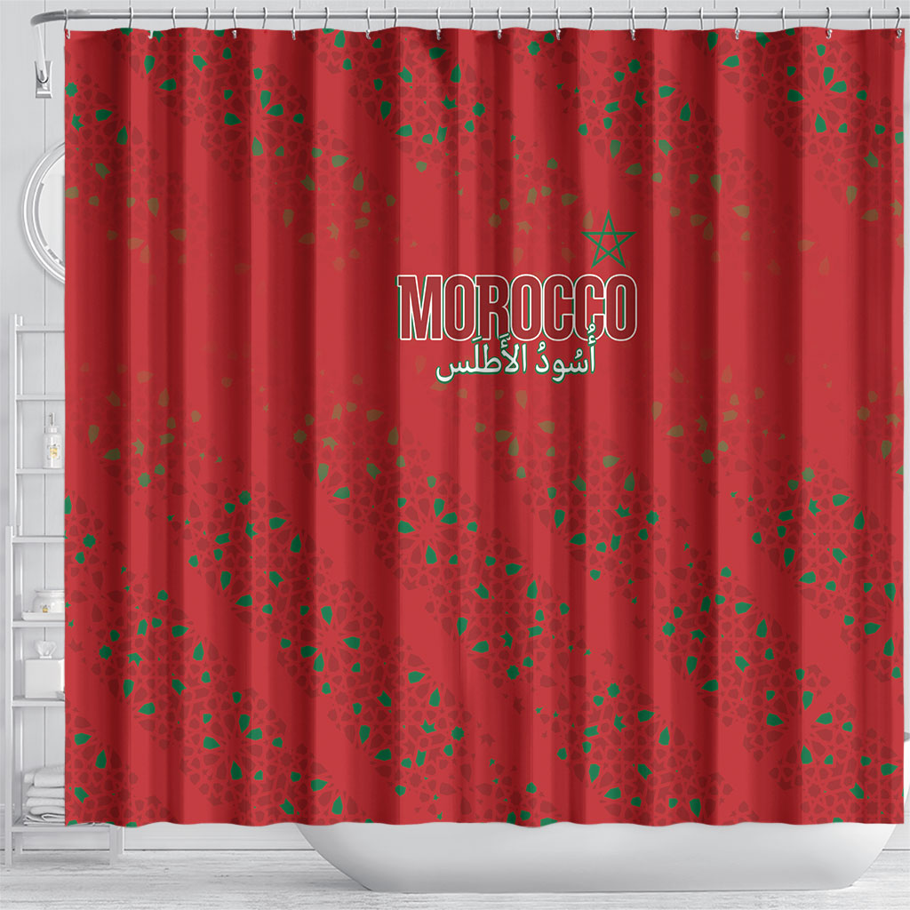 Morocco Football Atlas Lionesses Shower Curtain Arabesque Motif