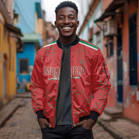 Morocco Football Atlas Lionesses Custom Sleeve Zip Bomber Jacket Arabesque Motif