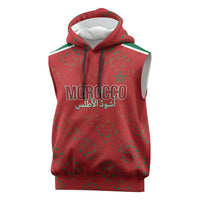 Morocco Football Atlas Lionesses Custom Sleeveless Hoodie Arabesque Motif