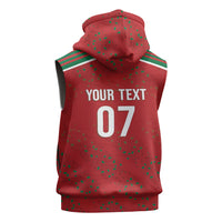 Morocco Football Atlas Lionesses Custom Sleeveless Hoodie Arabesque Motif