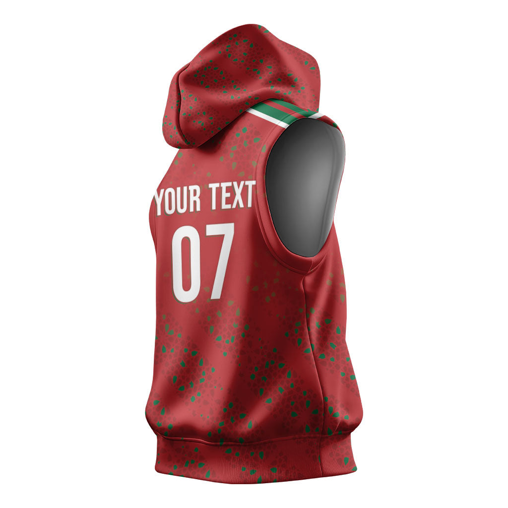 Morocco Football Atlas Lionesses Custom Sleeveless Hoodie Arabesque Motif