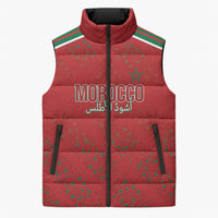 Morocco Football Atlas Lionesses Custom Sleeveless Puffer Jacket Arabesque Motif