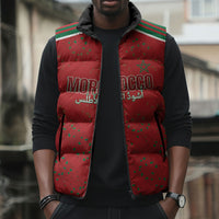 Morocco Football Atlas Lionesses Custom Sleeveless Puffer Jacket Arabesque Motif