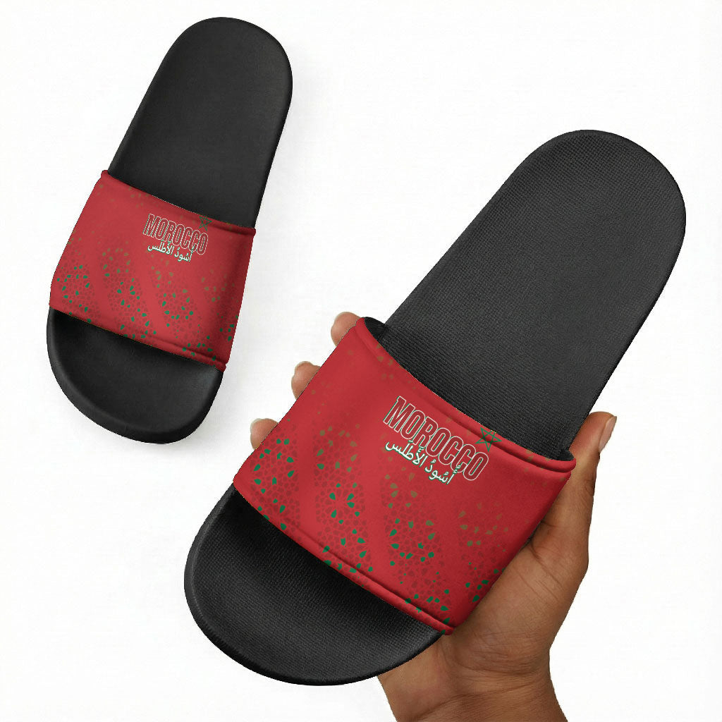 Morocco Football Atlas Lionesses Slide Sandals Arabesque Motif