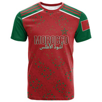 Morocco Football Atlas Lionesses Custom T shirt Arabesque Motif