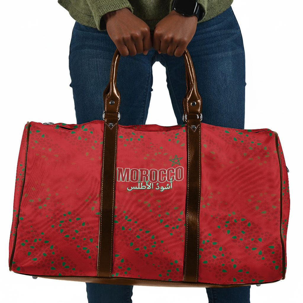 Morocco Football Atlas Lionesses Travel Bag Arabesque Motif