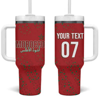 Morocco Football Atlas Lionesses Custom Tumbler With Handle Arabesque Motif