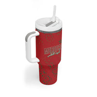Morocco Football Atlas Lionesses Custom Tumbler With Handle Arabesque Motif